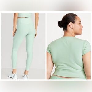 old navy powerchill cross front t/powersoft leggings bundle in briny water green